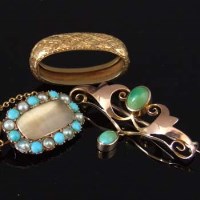 Lot 331 - Georgian Turquoise Mourning Brooch.