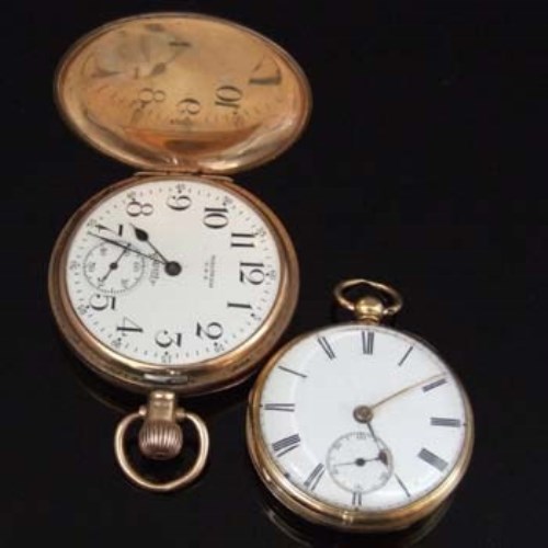 Lot 341 - Eighteen and a nine carat gold pocket watches