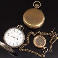Lot 345 - 18ct gold fob watch; silver key-wind pocket