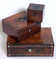 Lot 382 - Rosewood lady's workbox and two others