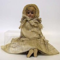 Lot 476 - German bisque head doll.