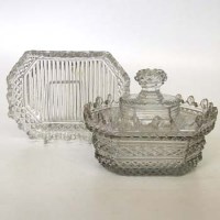 Lot 495 - Cut glass butter dish and stand