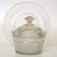 Lot 496 - Cut glass sweet meat dish and stand