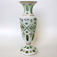 Lot 501 - Green glass overlay vase.