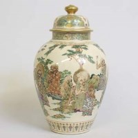 Lot 506 - Japanese Satsuma lidded vase.