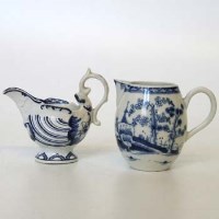 Lot 527 - Derby blue and white ewer and a Worcester barrel shape jug