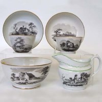 Lot 543 - Herculaneum cream jug, bowl and two cups plus saucers.