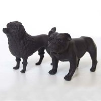 Lot 598 - Wedgwood black basalt Bulldog and Poodle DB.4039, 4038