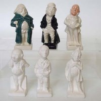 Lot 619 - Six Royal Doulton trial or prototype Dickens figures DB3538, 3537, 3539, 3843, 3841, 3842