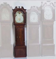 Lot 634 - Eight day enamel dial longcase clock to include two weights plus pendulum.