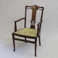 Lot 676 - Edwardian Mahogany Inlaid Elbow Chair.