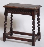 Lot 677 - Oak Joint Stool.