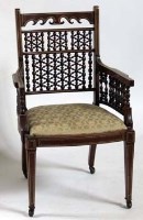Lot 687 - Late 19th Century Anglo Mooresque Inlaid Elbow Chair.