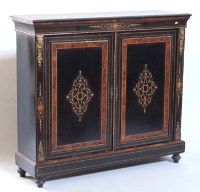 Lot 740 - Ebonised Victorian credenza.