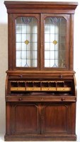 Lot 743 - 19th century mahogany roll-top secretaire bookcase.