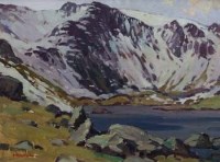 Lot 20 - Donald McIntyre, Cwm Idwal from the shores of Llyn Idwall, oil