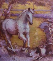 Lot 41 - Bohuslav Barlow, Golden Horse, oil