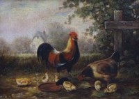 Lot 73 - R. Horton, Chickens, oil
