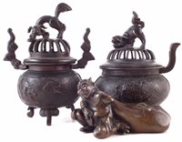 Lot 66 - Two Japanese bronze koros