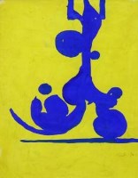 Lot 83 - Graham Sutherland, Blue and yellow abstract, gouache