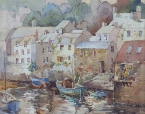 Lot 97 - Phyllis Hibbert, Cornish fishing village, watercolour