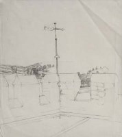 Lot 102 - Charles F. Tunnicliffe, Gawsworth Church and navigator's station, pencil (2)