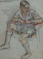 Lot 109 - Albert Wainwright, Seated boy, watercolour