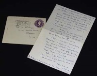 Lot 137 - Letter from Lowry to Mrs Delahaye