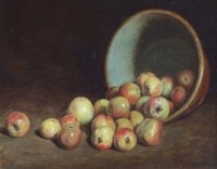 Lot 159 - Joseph Knight, Still life with apples, oil