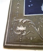 Lot 196 - Birks and Co. plaque by Lawrence Albion Birks circa 1900, decorated with a winged cherub on a blue ground within green border, with frame, 19.2cm x 12.5cm. Condition report: No damage or restoratio...
