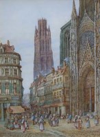 Lot 170 - M. Schafer, Notre Dame, Rouen, France, watercolour