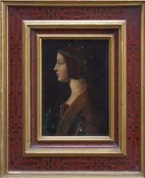 Lot 218 - After Ambrogio de Predis, Beatrice d'Este, print in elaborate painted frame