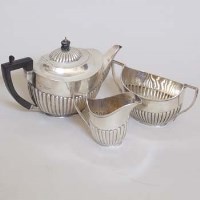 Lot 225 - Three-piece silver tea set