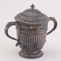 Lot 236 - Silver two-handled cup and cover.