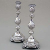 Lot 241 - Pair of Dutch style silver candlesticks