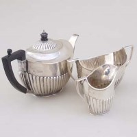 Lot 249 - Silver three-piece batchelor's tea set, W&J Barnard, London 1894/5
