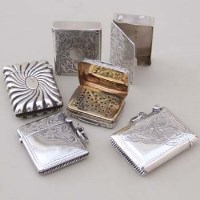 Lot 265 - Five silver cases and a Georgian vinaigrette