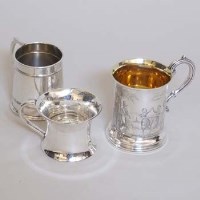 Lot 266 - Three silver christening mugs.