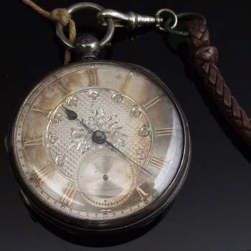 Lot 392 - Silver cased open faced pocket watch.