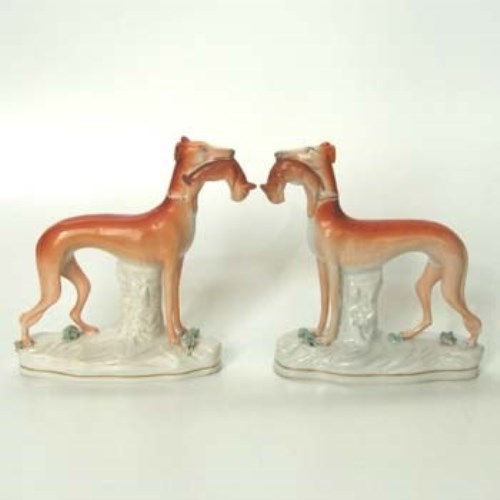 Lot 572 - Pair Staffordshire greyhounds.