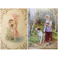 Lot 603 - Painted pottery panels signed FNS of a girl in a wood, and a water nymph.
