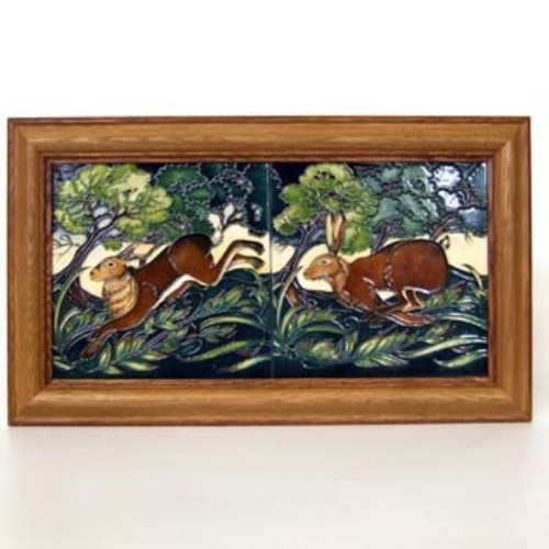 Lot 623 - Moorcroft framed pair of tiles signed Philip Gibson