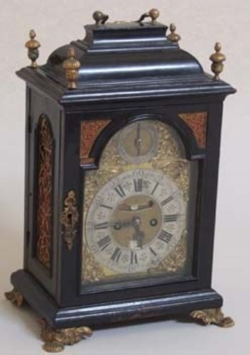Lot 653 - John Weber ebonised bracket clock with verge