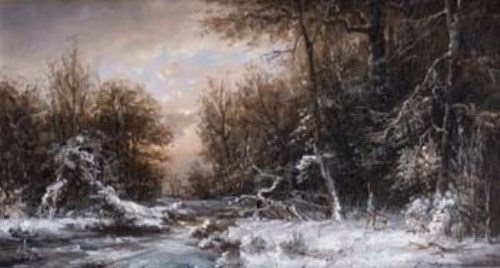 Lot 27 - Van Meurs, Winter woodland scene, oil