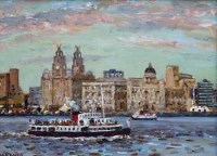 Lot 37 - Keith Gardner, Pier Head and Ferry from Priory Wharf, oil