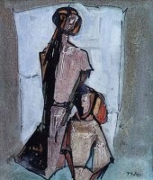 Lot 61 - Tadeusz Was, Mother and Child, mixed media