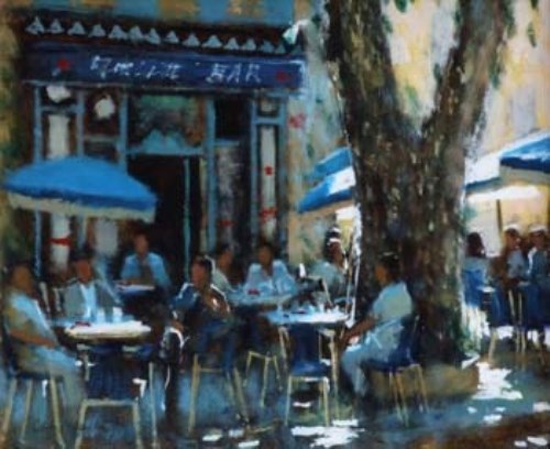Lot 88 - Clive McCartney, Cafe, Aix-en-Provence, France, gouache