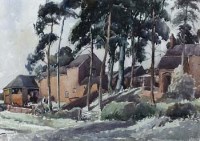Lot 112 - Reginald Haggar, Farm at Meaford, watercolour