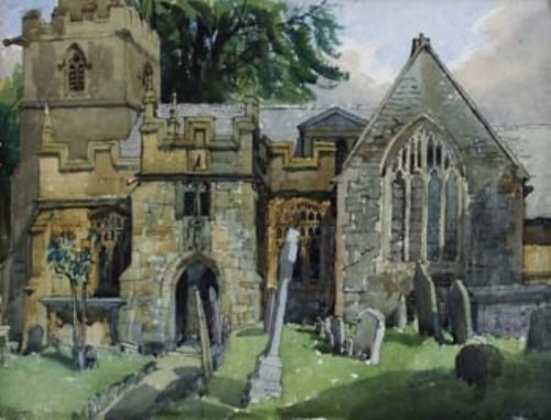 Lot 113 - Reginald Haggar, Stanton Church, watercolour