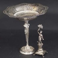 Lot 173 - Continental white metal figure of an American indian and a stem dish (2)